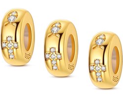 3pcs stopper kralen passen voor pandora armbanden, sterling zilver spacer charmes voor armbanden, hypoallergene kralen charme voor sieraden DIY geschenken — cadeau in Sieraden