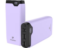 imoshion® Powerbank 20000 mAh - 22.5W Snellader - USB C / USB A - LED Display - Powerbanks - Universeel - Noodpakket - Lila — cadeau in Telefoon & Tablet