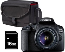 Canon EOS 2000D - Spiegelreflexcamera kit - + 18-55mm f/3.5-5.6 DC-lens, Cameratas & Geheugenkaart — cadeau in Elektronica