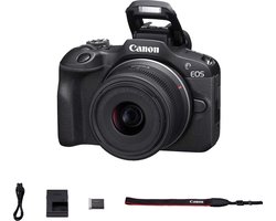 Canon EOS R100 + RF-S 18-45 IS STM - Systeemcamera - Foto en Video - Compact formaat - Creative assist - Camera met standaard zoomlens — cadeau in Elektronica