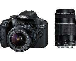 Canon EOS 2000D - Spiegelreflexcamera - + 18-55mm f/3.6-5.6 III + 75-300 f/4-5.6 III-lens — cadeau in Elektronica