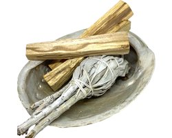 Reinig je huis pakket Soulfloating - Smudge Kit - Witte salie - Palo Santo sticks, Abalone schelp - incl. handleiding NL - voor energetische reiniging - original — cadeau in Cadeau-ideeën