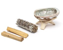 Smudge set - reinigings set - witte salie - lavendel - palo santo - abeloneschelp — cadeau in Cadeau-ideeën
