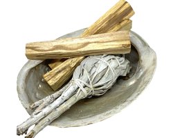Reinig je huis pakket - Smudge Kit XS - Witte salie - Palo Santo sticks, Abalone schelp - incl. handleiding NL - voor energetische reiniging - original — cadeau in Cadeau-ideeën
