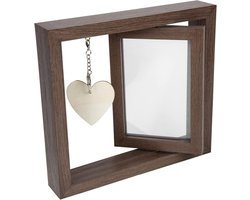 fotolijst - fotolijsten - Houten dubbelzijdige draaibare fotolijst - voor familieherinneringen - Creatieve rustieke fotohouder - voor bureau- en tafeldecoratie - voor grootouders en speciale gelegenheden - 21*23cm — cadeau in Wonen & Interieur