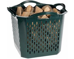 Storage Solutions Haardblokken houtblokken opberg mand / box - mand - 40 x 40 x 32 cm - kunststof - groen — cadeau in Cadeau-ideeën