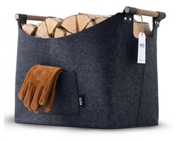 PyroProducts Opbergmand van Vilt - Houtmand voor Haardhout, Dekens & Speelgoed - Wasmand - 60 liter - Antraciet — cadeau in Wonen & Interieur