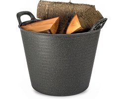 Haardblokken/houtblokken Opslag - flexibele emmer/kuip - zwart - 42 liter -38 x 45 cm - eco kunststof — cadeau in Cadeau-ideeën
