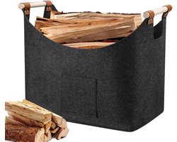 Houtmand Voor Haardhout - 50*40*32cm - Mand Voor Brandhout - Brandhoutmand - Opslag Binnen - Haardhout Mand - Opbergtas - Keuken Organiser - Opbergtassen - Opvouwbare Vilten Mand - Opbergmand - Voor het vervoer van hout, kranten, speelgoed, winkelen — cadeau in Wonen & Interieur