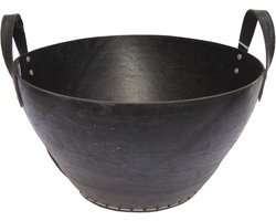 Houten mand - Opbergmand - Haardhout opslag - Gemaakt van gerecycled rubber - 34 cm hoog - Zwart — cadeau in Wonen & Interieur