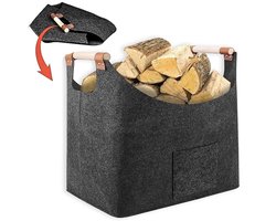 Houtmand Voor Haardhout - 40*22*27cm - Mand Voor Brandhout - Brandhoutmand - Opslag Binnen - Haardhout Mand - Opbergtas - Keuken Organiser - Opbergtassen - Opvouwbare Vilten Mand - Opbergmand - Voor het vervoer van hout, kranten, speelgoed, winkelen — cadeau in Wonen & Interieur