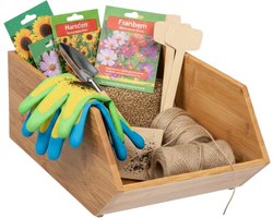 Home & Styling Stapelbare opbergmand - 18 x 31 x 12 cm - bamboe hout - lichtbruin - open organizer — cadeau in Cadeau-ideeën