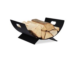 houtmand haardhout metaal - binnen - 18,5 x 40,5 x 33 cm - groot - zwart — cadeau in Wonen & Interieur