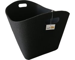 Vilten Opbergmand - Houtmand - Haardhout Opslag - Robuuste Constructie - 50x30x30 cm - Zwart — cadeau in Wonen & Interieur
