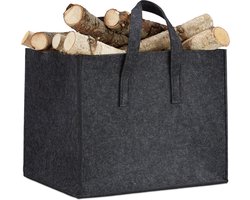 houtmand vilt - opvouwbaar - 34,5 x 43 x 36,5 cm - houtopslag binnen - antraciet — cadeau in Wonen & Interieur