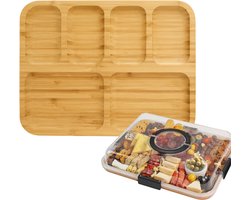 Latium Borrelplank van Bamboe Hout inclusief Deksel met Handvat - Luxe Tapasplank - Serveerplank - Inclusief gratis E-book - Kerstcadeau voor Vrouwen of Mannen — cadeau in Kookcadeaus