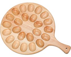 Houten Eierhouder - Creatief Eierbord - Eieren Serveren - 24 Gaten Omkeerbaar - 41 x 35 cm - Houtkleur — cadeau in Cadeau-ideeën