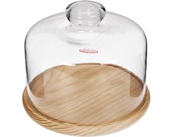 Alessandro Kaasstolp/borrelplank - glas/hout - 25 cm - kaasplank/taartplateau — cadeau in Kookcadeaus