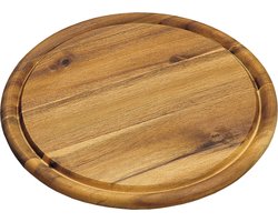 Kesper broodplank/serveerplank/snijplank - rond - met sapgroef - Dia 25 cm - Acacia hout — cadeau in Cadeau-ideeën