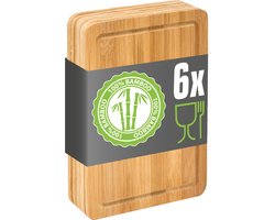 6-delige Set: Mooie Broodplankjes van Bamboe - 22x15 Houten Ontbijtplanken - Houten Snijplankjes — cadeau in Cadeau-ideeën