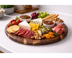 Houten Draaiplateau Ø 45 cm – Acaciahout - 360° draaiplaat - voor het serveren van kaas, worst, hamblokjes of fruit - — cadeau in Kookcadeaus