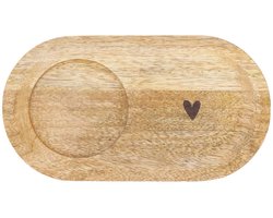 Zusss Serving Tray Wood Heart - Mango Hout - Naturel - 20X11x1,5Cm — cadeau in Kookcadeaus