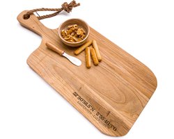 Serveerplank KAMPERVEEN - OVERIJSSEL met exacte coördinaten | Persoonlijk cadeau | Hout 40x18cm | Tapasplank van Jouw Plaats! — cadeau in Eigen foto/tekst