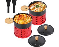 Set van 2 Mini Raclette Grillsets in Rood — cadeau in Kookcadeaus