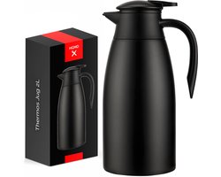 HGMD Thermoskan - 2 Liter - Isoleerkan - Zwart - Koffie - Thee - Voor warme en koude dranken — cadeau in Koken & Dineren