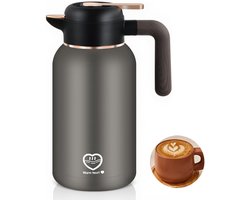 TEKROA® Thermoskan 2 Liter – RVS Isoleerkan – Koffiekan met Drukknop - Zwart - Koffie - Thee - Voor warme en koude dranken - 36u Koud / 24u Warm — cadeau in Koken & Dineren