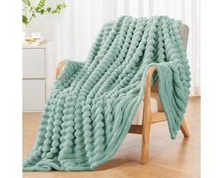 SnelShoppen - Fleece plaid 150 x 200 cm, extra zachte flanellen deken voor op bed of bank, mosgroen, 100% microvezel, warme dekens voor koude avonden, — cadeau in Wonen & Interieur
