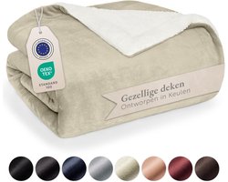 Sherpa Fleece Deken - Zachte Plaid - Koude Avonden - OEKO-TEX Gecertificeerd - 130 x 150 cm - Beige — cadeau in Wonen & Interieur