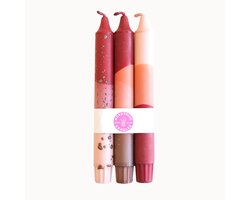 Dip Dye Dinerkaarsen Stearine - Herfst Kaarsen - Set van 3 - Nordtrice Autumn Nude - 20 cm - Handgemaakte Kaarsen — cadeau in Wonen & Interieur