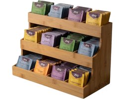 SnelShoppen - Theedoos 12 Vaks - Bamboe Thee Organizer - Stijlvolle Theehouder - Theebox Display voor Keuken en Tafel - Theezak Organiser Hout - Ideaa — cadeau in Wonen & Interieur
