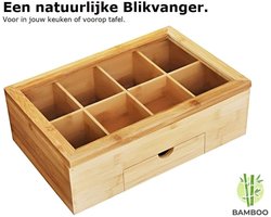 Thijox - Luxe Bamboe Theedoos met Doorzichtig Venster - 9 Vaks Theekist voor Thee - Stijlvolle Opbergdoos voor Theezakjes - Perfect voor Keuken en The — cadeau in Wonen & Interieur
