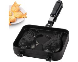 Wafelijzer voor Taiyaki Wafels in Visvorm - 2 Antikleefmallen - Compact en Handig voor Thuis — cadeau in Kookcadeaus