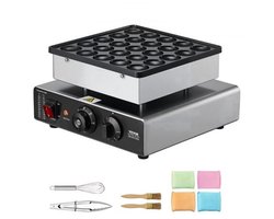 Mini Pannenkoekenmaker 25 Mini-Pannenkoeken - 43 mm Diameter - Roestvrij Staal - Elektrisch Wafelijzer - Poffertjes Grill - Voor Thuis En Restaurant — cadeau in Cadeau-ideeën