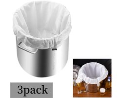3-delige set – Fruitzak met trekkoord – Brouw-filterzak – Zak met fijnmazig net – Herbruikbaar – Geschikt voor het brouwen van cider, wijn en bier (Wit – 40 cm x 28 cm) — cadeau in Cadeau-ideeën