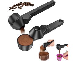 Koffieschepje & Trechterset – Herbruikbaar – Voor het vullen van koffiecapsules – Koffieschepje – Geschikt voor gemalen koffie, eiwitpoeder en theebladeren – Zwart – 2-delige set — cadeau in Cadeau-ideeën