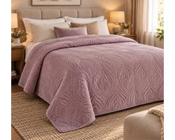 Deluxe Bedsprei 240 x 220 cm oudroze- druppelpatroon — cadeau in Wonen & Interieur