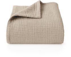 Blumtal Bedsprei Katoen Mousseline - OEKO-Tex gecertificeerd - Lichtgewicht sprei - 150 x 200 cm - Beige — cadeau in Wonen & Interieur