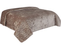 Unique Living - Bedsprei Peggy 220x220cm taupe — cadeau in Wonen & Interieur