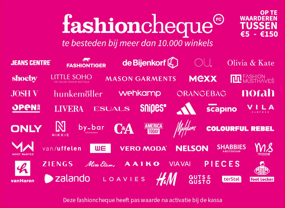 Fashion roze – Cadeaukaart 25 euro