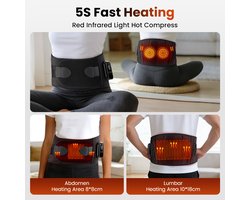 WK Draadloze Verwarmde Massage Tailleband – 2 Motoren – 3 Warmtestanden (48–58℃) – Infrarood Snelle Verwarming – 15 Min Timer – Buik- & Lendenondersteuning – Oplaadbaar via Type-C — cadeau in Verzorging