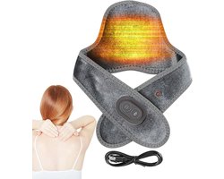 USB Nekwarmer - Schouderwarmer Massage - Ontspanning Spieren - Drie Temperatuurstanden - 23 x 16 cm - Zwart — cadeau in Verzorging