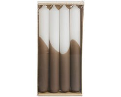 Luxe Dinerkaarsen Half Dipped - Rustik Lys - Tafelkaarsen - Cognac Bruin Wit - Set Van 4 Kaarsen - 2,15 x 19 cm — cadeau in Wonen & Interieur