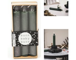 Luxe Kaarsen - Set van 6 stuks - Groen - Burn Baby Burn - Housevitamin - Dinerkaarsen - 2,3 x 14 cm — cadeau in Wonen & Interieur