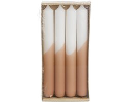 Luxe Dinerkaarsen Half Dipped - Rustik Lys - Tafelkaarsen - Brique Roze Wit - Set Van 4 Kaarsen - 2,15 x 19 cm — cadeau in Wonen & Interieur