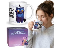 K-Pop Demon Hunters Blauwe Kat, Keramische mok met oor, witte theemok 315 ml — cadeau in Cadeau-ideeën