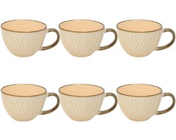 Mok - Ontbijtkom - Keramische Ontbijtbeker - Set van 6 - Grote Koffiemok - Soepkom met Oor - Fajance Kom voor Ontbijt, Muesli en Soep - 420 ml - 14.5 x 11.6 x 7.8 cm - Wit — cadeau in Cadeau-ideeën